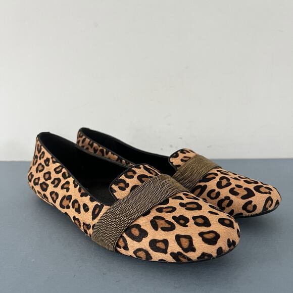 Vaneli Saki Camel Dino Leopard Calf Hair Ballet Flats - Picture 1 of 9